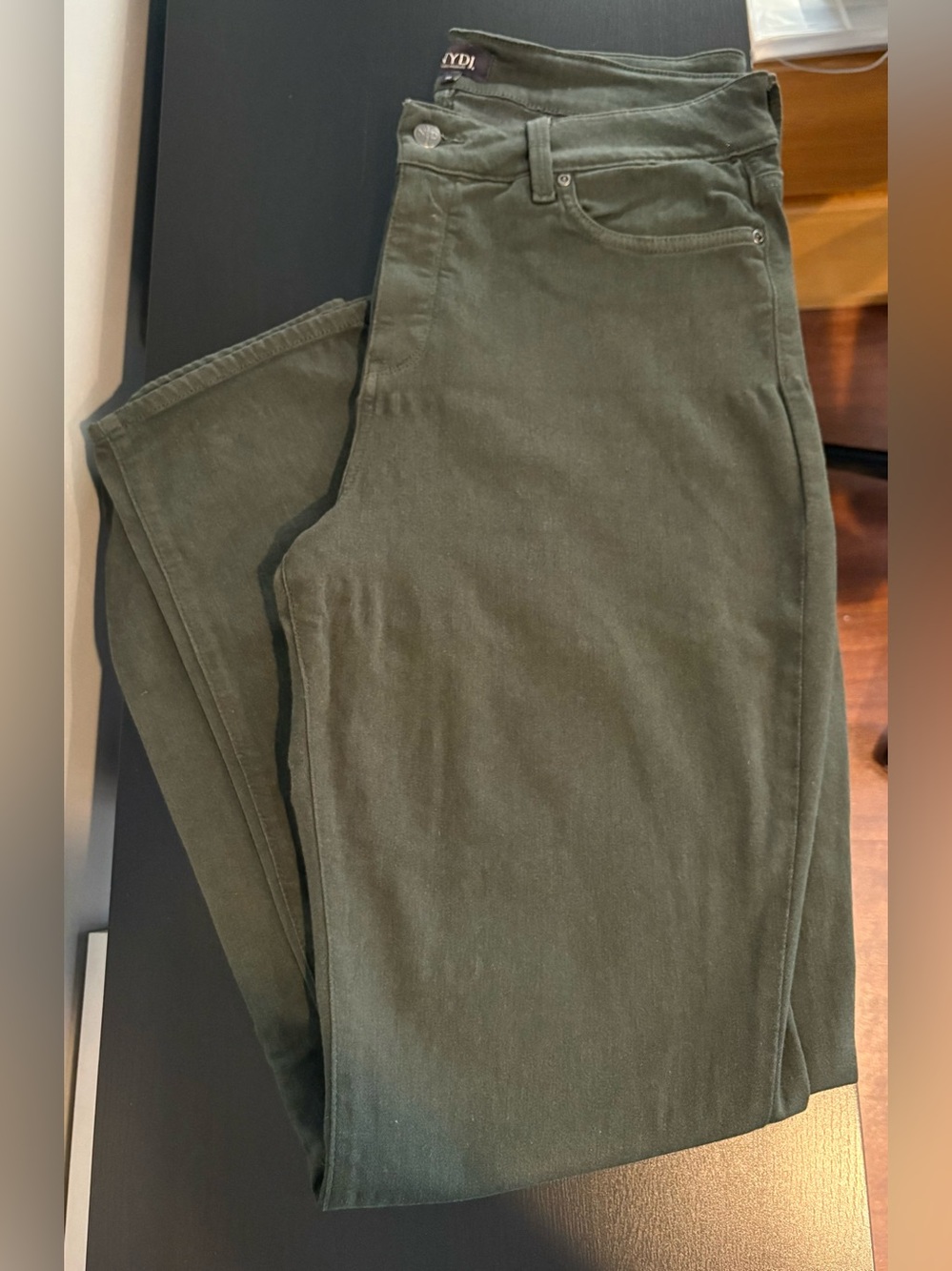 NYDJ Olive Green Straight-Leg Stretch Jeans